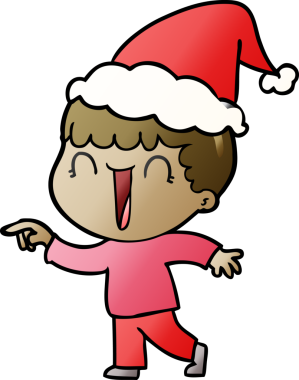 Gülen el çizimi, Noel Baba şapkası takan bir adamın insan tarafından çizilmiş bir karikatürü.