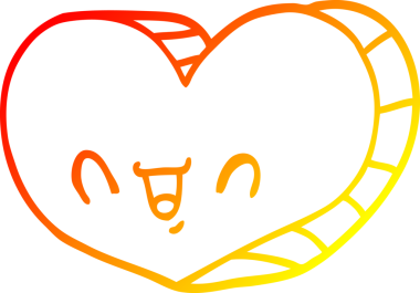 Bir insan tarafından çizilmiş bir aşk kalbinin sıcak çizgi çizimi.