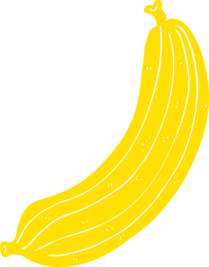 Bir insan tarafından çizilmiş muzun düz renk çizimi