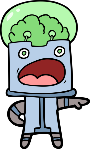 Bir insan tarafından çizilmiş çizgi film robotu