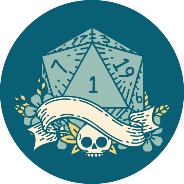 Retro Dövme Biçimi Doğal Bir d20 zar bir insan tarafından çizildi