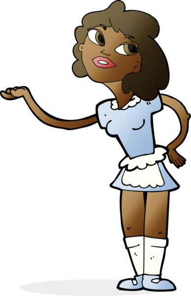 Bir insan tarafından çizilmiş bir çizgi film garsonu.