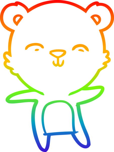 Bir insan tarafından çizilmiş mutlu bir kutup ayısının gökkuşağı gradyanı çizimi