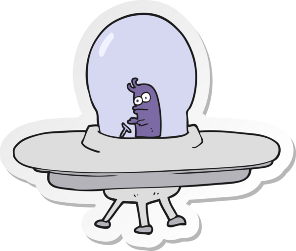 Bir insan tarafından çizilmiş bir uçan daire etiketi.