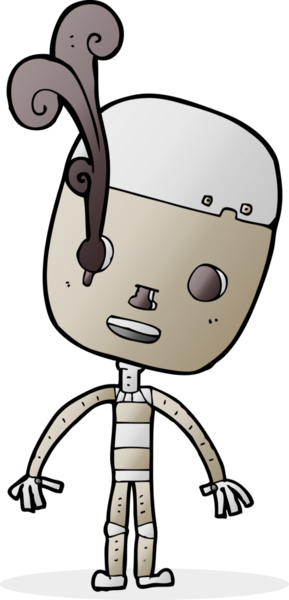 bir insan tarafından çizilmiş üzgün bir robot.