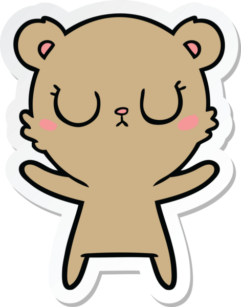 Bir insan tarafından çizilmiş barışçıl bir çizgi film ayısının çıkartması.