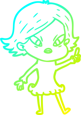 Bir insan tarafından çizilmiş soğuk gradyan çizgi çizimi stresli bir kadın