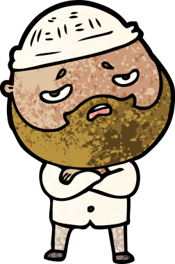 Bir insan tarafından çizilmiş sakallı endişeli bir adam.