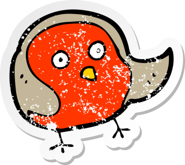 Bir insan tarafından çizilmiş robin çizgi filminin gerilimli yapıştırması.