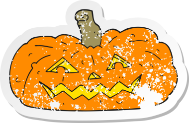 Bir insan tarafından çizilmiş bir cadılar bayramı balkabağının gerilimli yapıştırması.