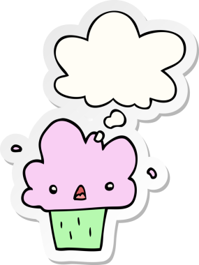 İnsan tarafından çizilmiş bir çıkartma olarak düşünce baloncuklu çizgi film keki.