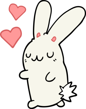 Bir insan tarafından çizilmiş aşık çizgi film tavşanı.