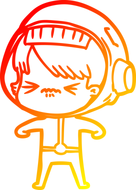 Bir insan tarafından çizilmiş kızgın bir uzay kızının sıcak çizgi çizimi