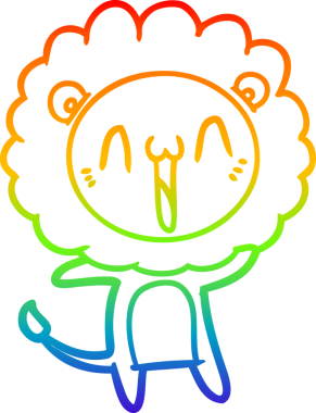 gökkuşağı gradyanı çizimi bir insan tarafından çizilmiş mutlu bir karikatür aslanı