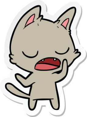 Bir insan tarafından çizilmiş konuşan kedi karikatürü.