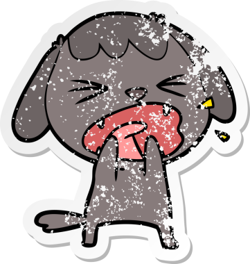 Bir insan tarafından çizilmiş şirin bir köpeğin sıkıntılı çıkartması.