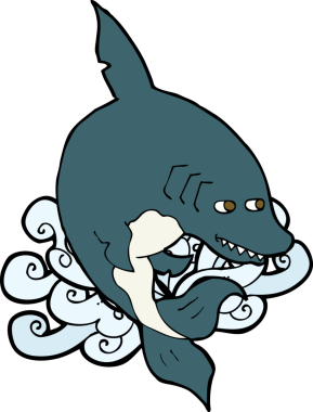 Bir insan tarafından çizilmiş komik bir köpek balığı.