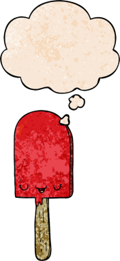 bir insan tarafından çizilmiş grunge doku tarzında düşünce baloncuklu buz lolipopu.