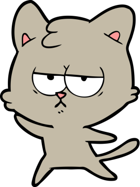 Bir insan tarafından çizilmiş sıkıcı çizgi film kedisi.