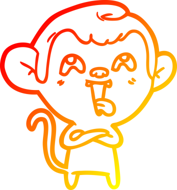 İnsan tarafından çizilmiş çılgın bir çizgi maymunun sıcak çizgi çizimi