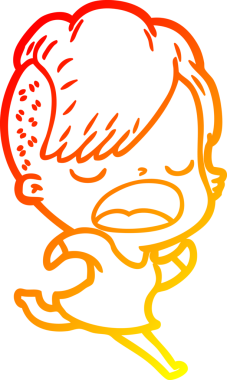 Bir insan tarafından çizilmiş havalı bir hippi kızın sıcak çizgi çizimi.