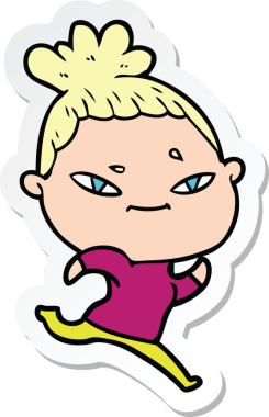 Bir insan tarafından çizilmiş bir karikatür kadının çıkartması.