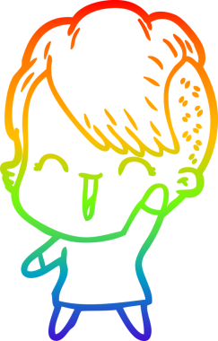 Gökkuşağı gradyan çizgi çizimi Bir insan tarafından çizilmiş mutlu hippi kız