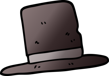 bir insan tarafından çizilmiş vektör gradyan çizim silindir şapka