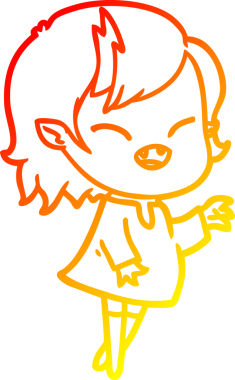 Bir insan tarafından çizilmiş gülen vampir kız çizgi filmi.