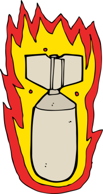 Bir insan tarafından çizilmiş yanan bir bomba.