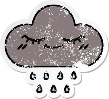 Bir insanın çizdiği yağmur bulutu çizgi filminin sıkıntılı çıkartması.