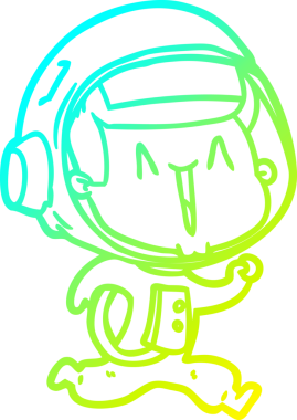 Bir insan tarafından çizilmiş mutlu bir astronotun soğuk gradyan çizimi.