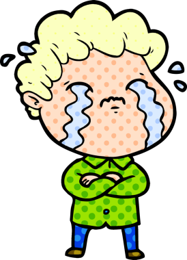 Bir insan tarafından çizilmiş ağlayan çizgi film adamı.