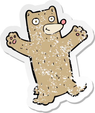 Bir insan tarafından çizilmiş karikatür ayısının gerilmiş çıkartması.