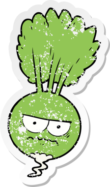 Bir insan tarafından çizilmiş karikatür kökü bitkisinin sıkıntılı çıkartması.