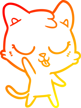 Bir insan tarafından çizilmiş çizgi film kedisinin sıcak çizgi çizimi