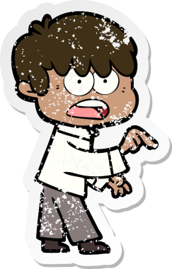 Bir insan tarafından çizilmiş endişeli bir çizgi film çocuğunun sıkıntılı çıkartması.