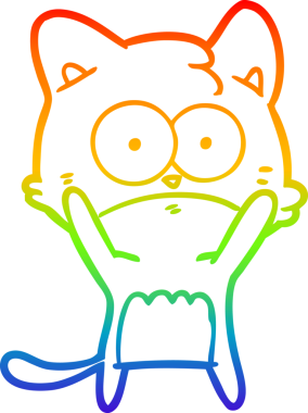 Gökkuşağı gradyan çizgi çizimi Bir insan tarafından çizilmiş gergin kedi