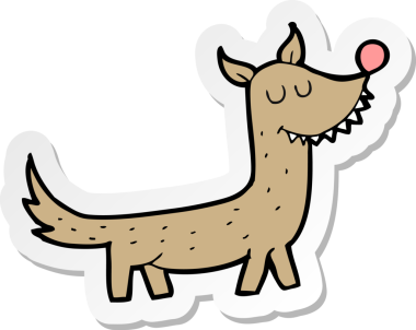 Bir insan tarafından çizilmiş bir köpeğin çıkartması.