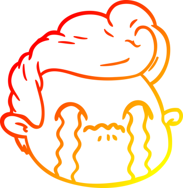 Bir insan tarafından çizilmiş, ağlayan bir çizgi film karakteri.