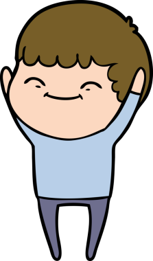 Bir insan tarafından çizilmiş gülümseyen çocuk.