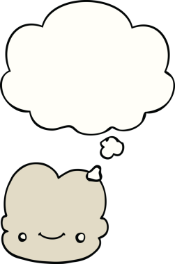 Bir insan tarafından çizilmiş düşünce baloncuklu çizgi film bulutu