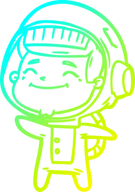 Bir insan tarafından çizilmiş mutlu bir astronotun soğuk gradyan çizimi.