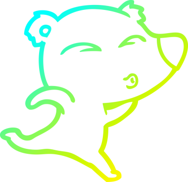 Bir insan tarafından çizilmiş ıslık çalan kutup ayısının soğuk çizgi çizimi.