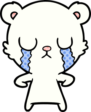 Bir insan tarafından çizilmiş üzgün küçük kutup ayısı çizgi filmi.