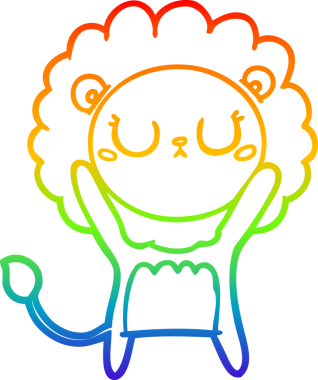 gökkuşağı gradyan çizgi çizimi bir insan tarafından çizilmiş bir aslan