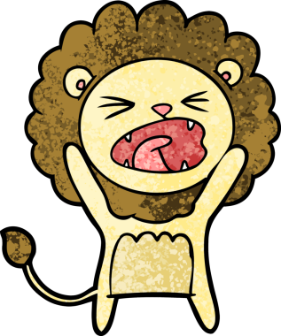 Bir insan tarafından çizilmiş çizgi film aslanı.