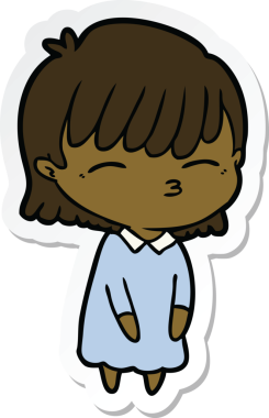 Bir insan tarafından çizilmiş bir karikatür kadının çıkartması.