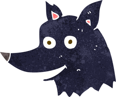 Bir insan tarafından çizilmiş bir kurt kafası.