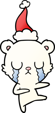 Ağlayan kutup ayısı eli bir insanın çizdiği Noel Baba şapkasının gradyan çizimi.